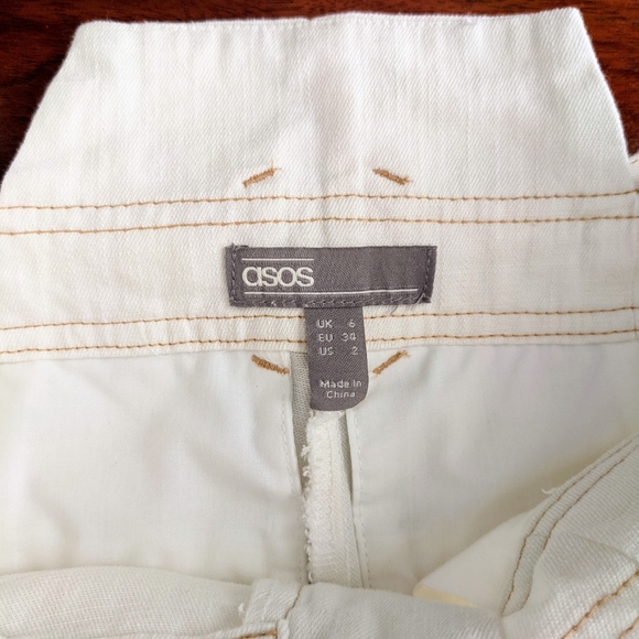 NWOT ASOS DESIGN Petite paperbag short in off white with braid belt - Picture 11 of 13